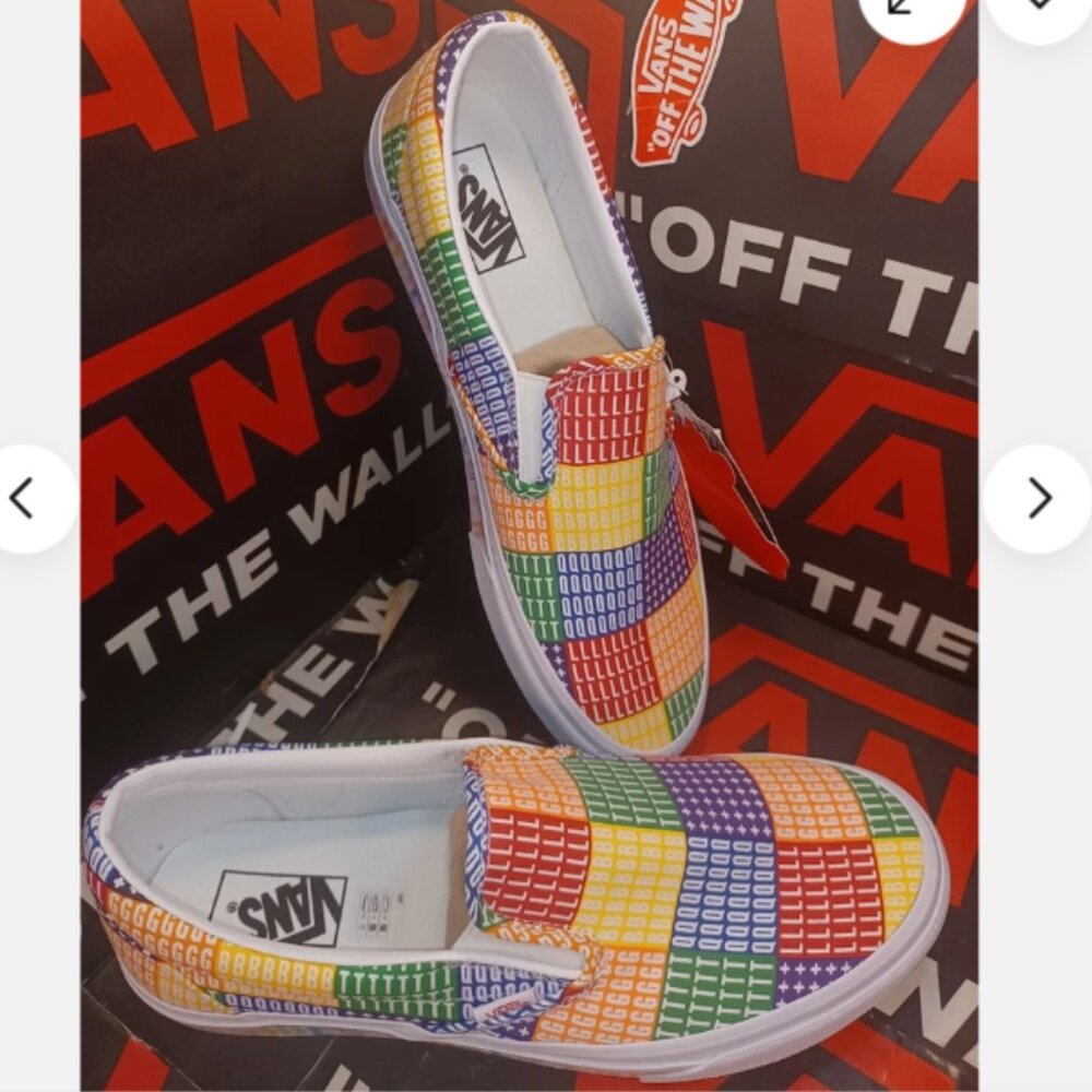 Vans Men's 11 Slip-On Pride Rainbow Multi/True White LGBTQ